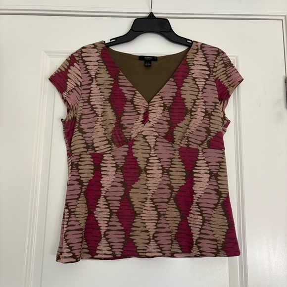 Alfani Red and Tan Skirt Set with V-Neck Blouse - Picture 3 of 7